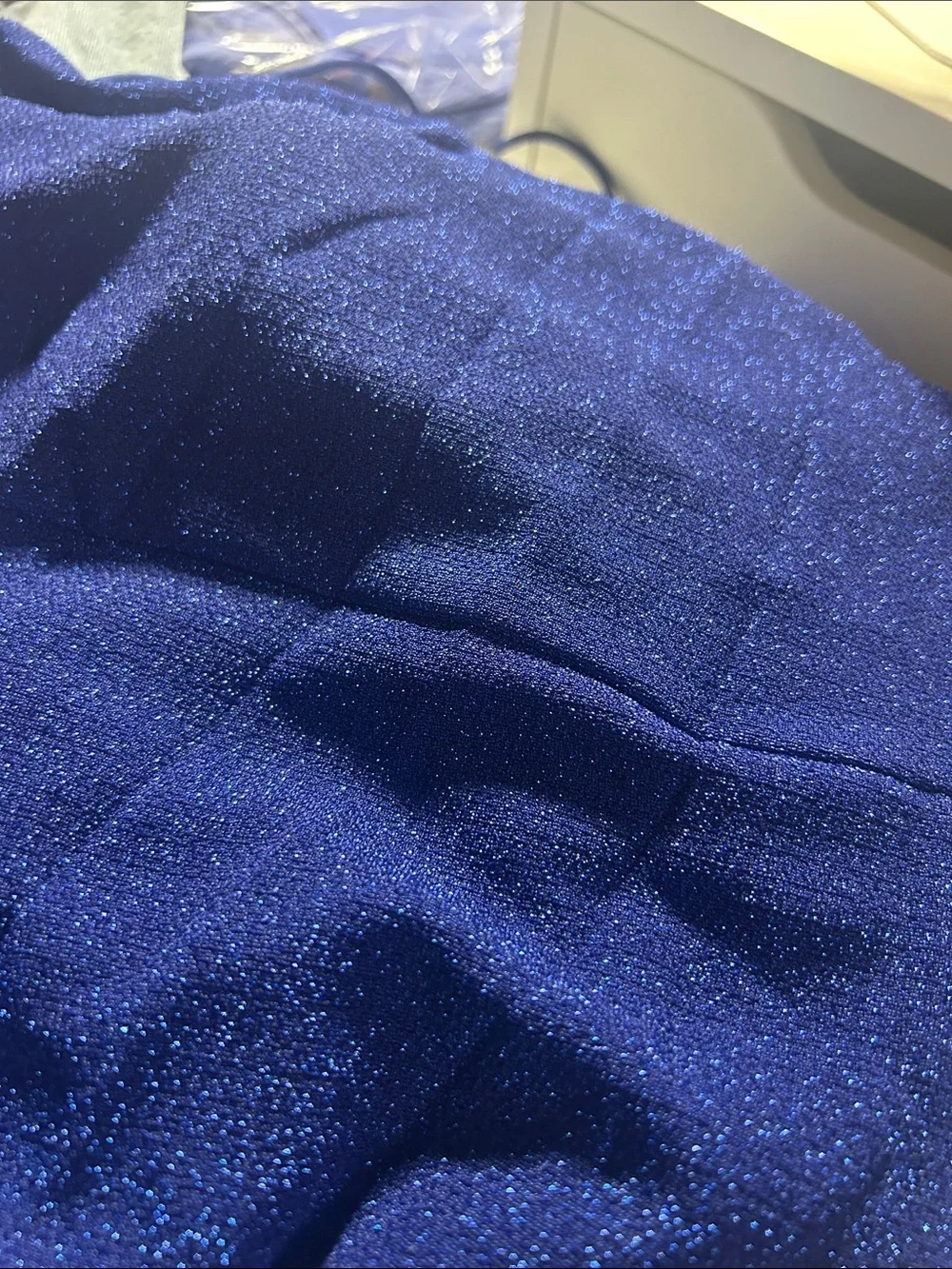 NWT Lulus Take Me Anywhere Cobalt Sparkly Asymmetrical Bodycon Mini Dress